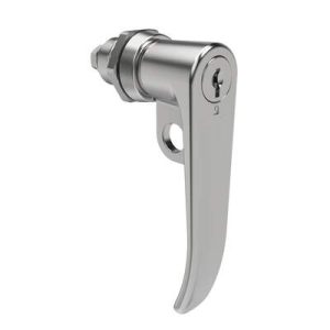 Quarter-Turn Cam Latch, Key Locking (CH751), L-Handle, Pad Locking, Sealed, Zinc Alloy, Chrome Plated, Bright - Image 1