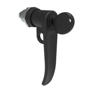 Quarter-Turn Cam Latch, Key Locking (CH751), L-Handle, Pad Locking, Sealed, Zinc Alloy, Powder Coat, Black - Image 1