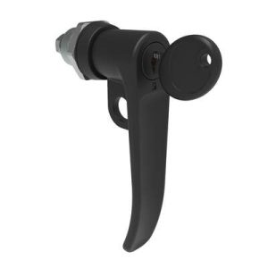 Quarter-Turn Cam Latch, Key Locking (Reversible Key), L-Handle, Pad Locking, Sealed, Zinc Alloy, Powder Coat, Black - Image 1