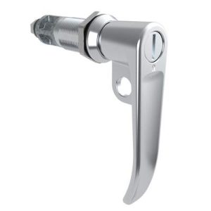 Quarter-Turn Cam Latch, Slotted Tool Access, L-Handle, Pad Locking, Sealed, Zinc Alloy, Chrome Plated, Bright