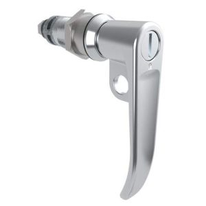 Quarter-Turn Cam Latch, Slotted Tool Access, L-Handle, Pad Locking, Sealed, Zinc Alloy, Chrome Plated, Bright
