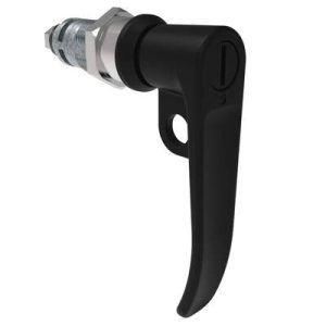 Quarter-Turn Cam Latch, Slotted Tool Access, L-Handle, Pad Locking, Sealed, Zinc Alloy, Powder Coat, Black