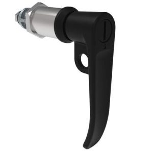 Quarter-Turn Cam Latch, Slotted Tool Access, L-Handle, Pad Locking, Sealed, Zinc Alloy, Powder Coat, Black