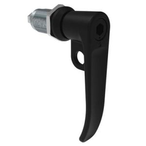 Quarter-Turn Cam Latch, 8 mm Hex Tool Access, L-Handle, Pad Locking, Sealed, Zinc Alloy, Powder Coat, Black - Image 1