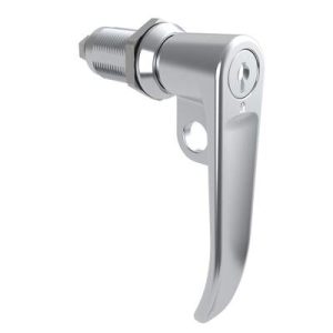 Quarter-Turn Cam Latch, Key Locking (CH751), L-Handle, Pad Locking, Sealed, Zinc Alloy, Chrome Plated, Bright - Image 1