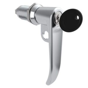 Quarter-Turn Cam Latch, Key Locking (CH751), L-Handle, Pad Locking, Sealed, Zinc Alloy, Chrome Plated, Bright - Image 1