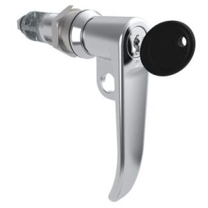 Quarter-Turn Cam Latch, Key Locking (CH751), L-Handle, Pad Locking, Sealed, Zinc Alloy, Chrome Plated, Bright - Image 1