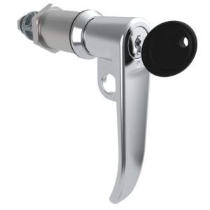 Quarter-Turn Cam Latch, Key Locking (CH751), L-Handle, Pad Locking, Sealed, Zinc Alloy, Chrome Plated, Bright - Image 1