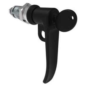 Quarter-Turn Cam Latch, Key Locking (CH751), L-Handle, Pad Locking, Sealed, Zinc Alloy, Powder Coat, Black - Image 1