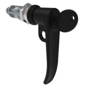 Quarter-Turn Cam Latch, Key Locking (CH751), L-Handle, Pad Locking, Sealed, Zinc Alloy, Powder Coat, Black - Image 1