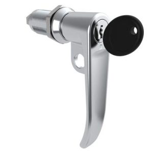 Quarter-Turn Cam Latch, Key Locking (Reversible Key), L-Handle, Pad Locking, Sealed, Zinc Alloy, Chrome Plated, Bright - Image 1