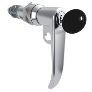 Quarter-Turn Cam Latch, Key Locking (Reversible Key), L-Handle, Pad Locking, Sealed, Zinc Alloy, Chrome Plated, Bright - Image 1