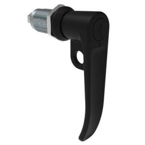 Quarter-Turn Cam Latch, Key Locking (Reversible Key), L-Handle, Pad Locking, Sealed, Zinc Alloy, Powder Coat, Black - Image 1