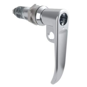 Quarter-Turn Cam Latch, Key Locking (without lock core), L-Handle, Pad Locking, Sealed, Zinc Alloy, Chrome Plated, Bright