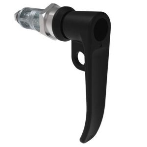 Quarter-Turn Cam Latch, Key Locking (without lock core), L-Handle, Pad Locking, Sealed, Zinc Alloy, Powder Coat, Black - Image 1