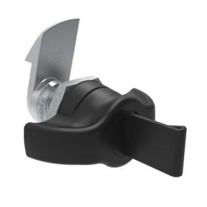 Quarter-Turn Cam Latch, Key Locking (without lock core) Wing, 23mm (.91 in) Grip, Not Sealed, Zinc Alloy, Powder Coat, Black