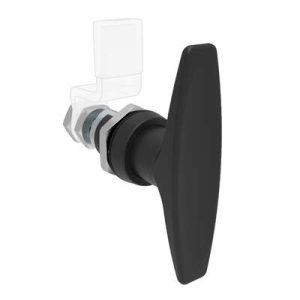 QUARTER-TURN CAM LATCH, ADJUSTABLE GRIP, NON-LOCKING T-HANDLE, WITHOUT CAM, SEALED, ZINC ALLOY, POWDER COAT, BLACK - Image 1
