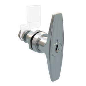 QUARTER-TURN CAM LATCH, ADJUSTABLE GRIP, KEY-LOCKING (CH751) T-HANDLE, WITHOUT CAM, SEALED, ZINC ALLOY, CHROME PLATED, BRIGHT - Image 1
