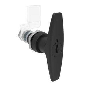 QUARTER-TURN CAM LATCH, ADJUSTABLE GRIP, KEY-LOCKING (CH751) T-HANDLE, WITHOUT CAM, SEALED, ZINC ALLOY, POWDER COAT, BLACK - Image 1