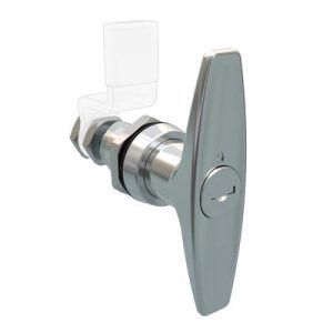 QUARTER-TURN CAM LATCH, ADJUSTABLE GRIP, KEY-LOCKING (R001) T-HANDLE, WITHOUT CAM, SEALED, ZINC ALLOY, CHROME PLATED, BRIGHT - Image 1