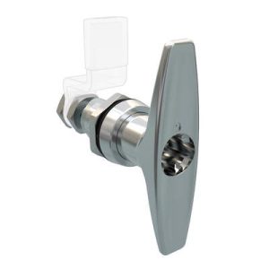 QUARTER-TURN CAM LATCH, ADJUSTABLE GRIP, KEY-LOCKING (WITHOUT LOCK CORE) T-HANDLE, WITHOUT CAM, SEALED, ZINC ALLOY, CHROME PLATED, BRIGHT - Image 1