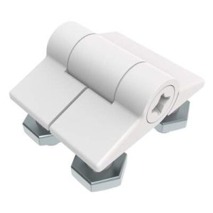 Adjustable Torque Hinge, Sy mmetric Torque, Small Size, Acetal Copolymer, Natural, White