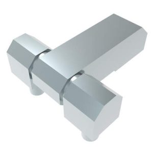 Surface Mount Hinge, 40 mm size, with Thread Mount and Stud Mount, Steel, Blue Zinc - Image 1