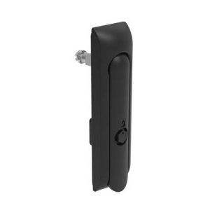 Swinghandle Latch, Medium Size - 125 mm (4.92 in), Without Padlock Hasp, Use with Linear Actuator, Bellcore 216 Key, Non-Sealed, Zinc Alloy, Powder Coated, Black