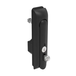 Swinghandle Latch, Medium Size - 125 mm (4.92 in), With Padlock Hasp, Use with Linear Actuator or as Single Point Latch, CH 333 Key, Sealed, Zinc Alloy, Powder Coated, Black