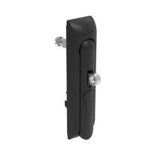 Swinghandle Latch, Medium Size - 125 mm (4.92 in), With Padlock Hasp, Use with Linear Actuator or as Single Point Latch, Non-Locking with detent, Non-Sealed, Zinc Alloy, Powder Coated, Black