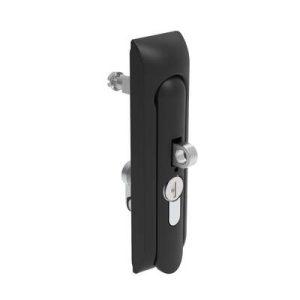 Swinghandle Latch, Medium Size - 125 mm (4.92 in), With Padlock Hasp, Use with Linear Actuator or as Single Point Latch, CH 300 Key DIN, Non-Sealed, Zinc Alloy, Powder Coated, Black