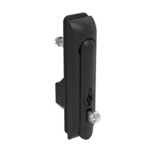 Swinghandle Latch, Medium Size - 125 mm (4.92 in), With Padlock Hasp, Use with Linear Actuator or as Single Point Latch, 3 mm Double Bit, Sealed, Zinc Alloy, Powder Coated, Black