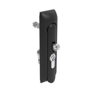 Swinghandle Latch, Medium Size - 125 mm (4.92 in), With Padlock Hasp, Use with Linear Actuator or as Single Point Latch, 5 mm Double Bit DIN, Non-Sealed, Zinc Alloy, Powder Coated, Black