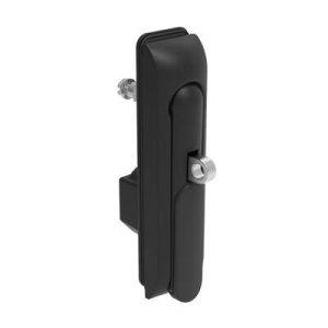 Swinghandle Latch, Medium Size - 125 mm (4.92 in), With Padlock Hasp, Use with Linear Actuator or as Single Point Latch, Bellcore 216 Key DIN, Sealed, Zinc Alloy, Powder Coated, Black