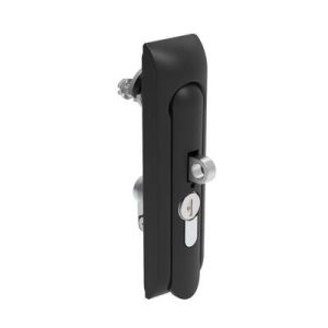 Swinghandle Latch, Medium Size - 125 mm (4.92 in), With Padlock Hasp, Use with Linear Actuator or as Single Point Latch, CH 300 Key DIN, Non-Sealed, Zinc Alloy, Powder Coated, Black
