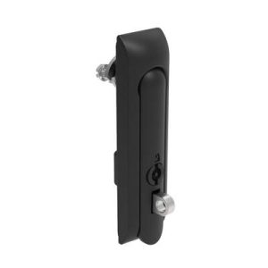 Swinghandle Latch, Medium Size - 125 mm (4.92 in), With Padlock Hasp, Use with Linear Actuator or as Single Point Latch, 3 mm Double Bit, Non-Sealed, Zinc Alloy, Powder Coated, Black