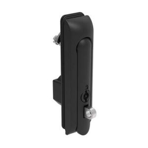 Swinghandle Latch, Medium Size - 125 mm (4.92 in), With Padlock Hasp, Use with Linear Actuator or as Single Point Latch, 3 mm Double Bit, Sealed, Zinc Alloy, Powder Coated, Black