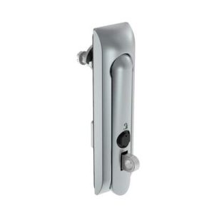 Swinghandle Latch, Medium Size - 125 mm (4.92 in), With Padlock Hasp, Use with Linear Actuator or as Single Point Latch, Bellcore 216 Key, Non-Sealed, Zinc Alloy, Satin Chrome Plated