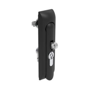Swinghandle Latch, Medium Size - 125 mm (4.92 in), With Padlock Hasp, Use with Linear Actuator or as Single Point Latch, 5 mm Double Bit DIN, Non-Sealed, Zinc Alloy, Powder Coated, Black