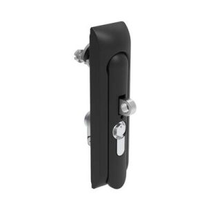 Swinghandle Latch, Medium Size - 125 mm (4.92 in), With Padlock Hasp, Use with Linear Actuator or as Single Point Latch, Bellcore 216 Key DIN, Non-Sealed, Zinc Alloy, Powder Coated, Black