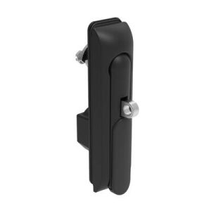 Swinghandle Latch, Medium Size - 125 mm (4.92 in), With Padlock Hasp, Use with Linear Actuator or as Single Point Latch, Bellcore 216 Key DIN, Sealed, Zinc Alloy, Powder Coated, Black