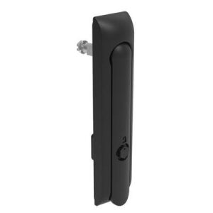 Swinghandle Latch, Large Size - 150 mm (5.9 in), Without Padlock Hasp, Use with Linear Actuator, Bellcore 216 Key, Non-Sealed, Zinc Alloy, Powder Coated, Black