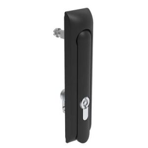 Swinghandle Latch, Large Size - 150 mm (5.9 in), Without Padlock Hasp, Use with Linear Actuator, 5 mm Double Bit DIN, Non-Sealed, Zinc Alloy, Powder Coated, Black