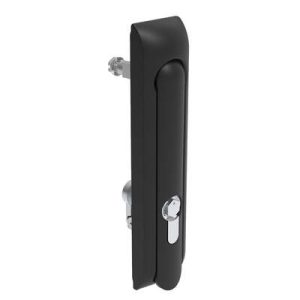 Swinghandle Latch, Large Size - 150 mm (5.9 in), Without Padlock Hasp, Use with Linear Actuator, Bellcore 216 Key DIN, Non-Sealed, Zinc Alloy, Powder Coated, Black