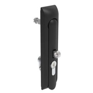 Swinghandle Latch, Large Size - 150 mm (5.9 in), With Padlock Hasp, Use with Linear Actuator or as Single Point Latch, CH 751 Key DIN, Non-Sealed, Zinc Alloy, Powder Coated, Black