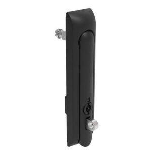 Swinghandle Latch, Large Size - 150 mm (5.9 in), With Padlock Hasp, Use with Linear Actuator or as Single Point Latch, 3 mm Double Bit, Non-Sealed, Zinc Alloy, Powder Coated, Black