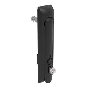 Swinghandle Latch, Large Size - 150 mm (5.9 in), With Padlock Hasp, Use with Linear Actuator or as Single Point Latch, Bellcore 216 Key, Non-Sealed, Zinc Alloy, Powder Coated, Black