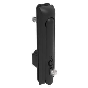Swinghandle Latch, Large Size - 150 mm (5.9 in), With Padlock Hasp, Use with Linear Actuator or as Single Point Latch, Bellcore 216 Key, Sealed, Zinc Alloy, Powder Coated, Black