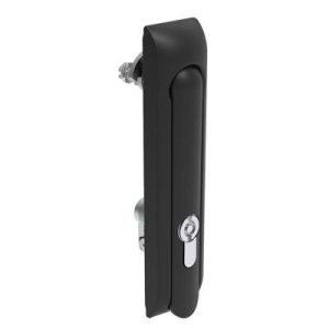 Swinghandle Latch, Large Size - 150 mm (5.9 in), Without Padlock Hasp, Use with Linear Actuator, 5 mm Double Bit DIN, Non-Sealed, Zinc Alloy, Powder Coated, Black
