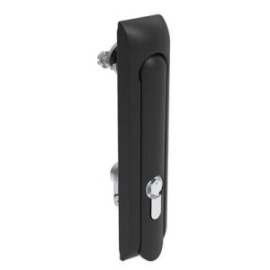 Swinghandle Latch, Large Size - 150 mm (5.9 in), Without Padlock Hasp, Use with Linear Actuator, Bellcore 216 Key DIN, Non-Sealed, Zinc Alloy, Powder Coated, Black